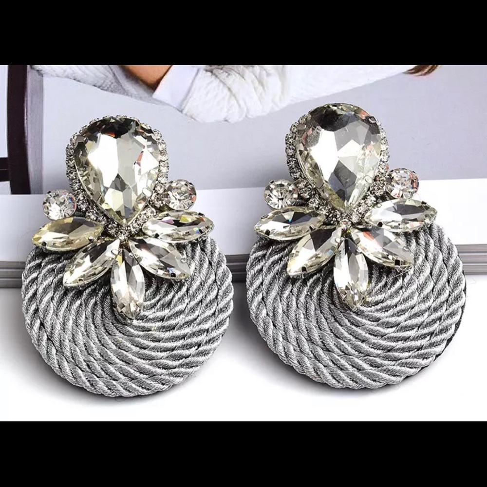 Silver white Crystal Earrings